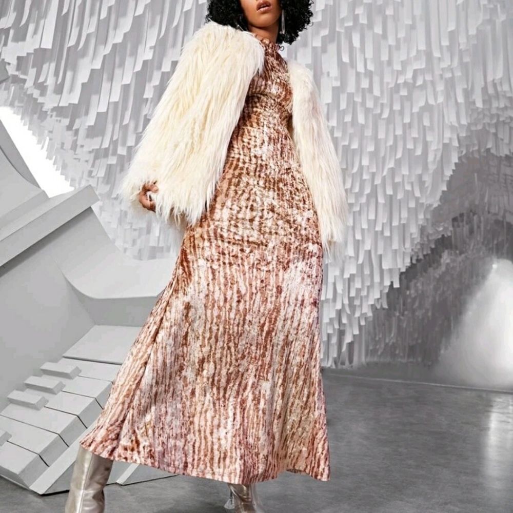 Solid Open Front Fuzzy Coat - Picture 4 of 11